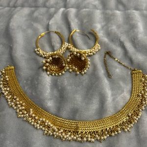 Gold and Pearl Jhumki Set
